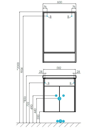 Тумба под раковину Акватон Флай 1A2373K0FAX10 белый, серый