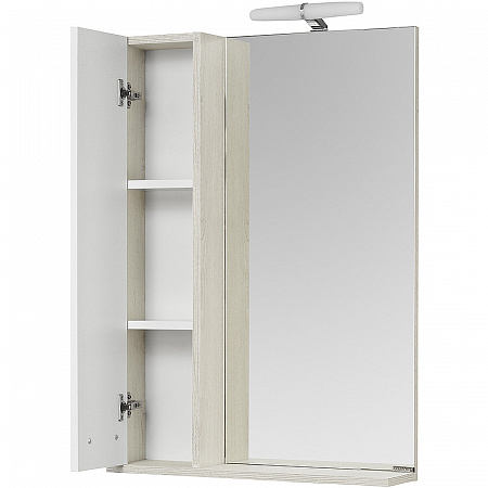 Зеркальный шкаф Акватон Бекка 60 1A214602BAC20 с подсветкой, белый/дуб сомерсет