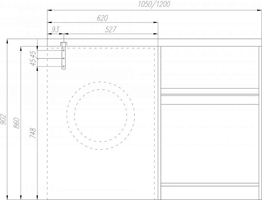 Раковина 105 см Акватон Лондри 1A72223KLH010